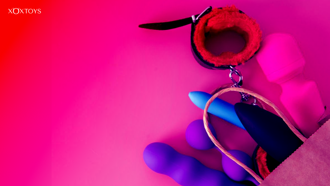 Sex toys and restraints in a bag