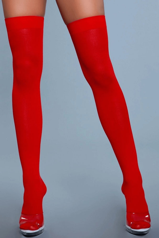 BeWicked Hosiery/Stockings BeWicked Opaque Nylon Red Thigh Highs