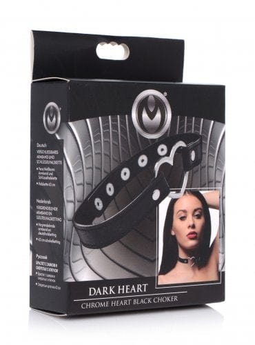 Master Series BDSM Black Master Series Dark Heart Chrome Heart Choker