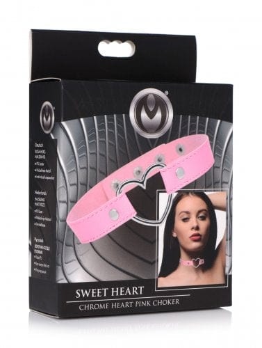 Master Series BDSM Pink Master Series Dark Heart Chrome Heart Choker
