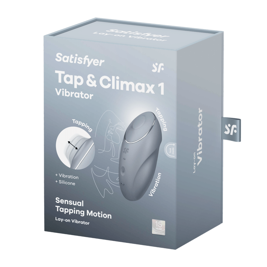 Satisfyer Vibrators Blue Grey Satisfyer Tap & Climax 1 Lay-on Vibrator