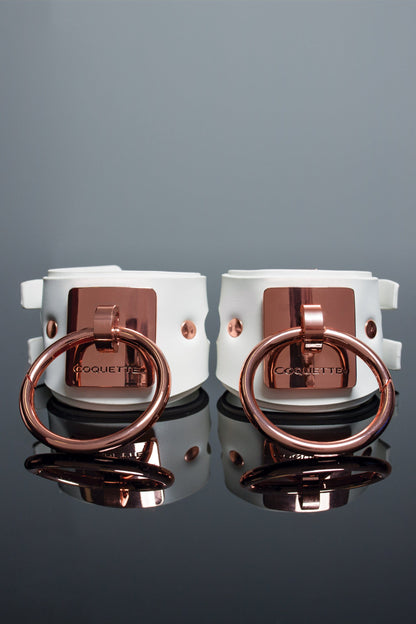 Coquette MISC ACCS Coquette Vegan Leather White  Handcuffs