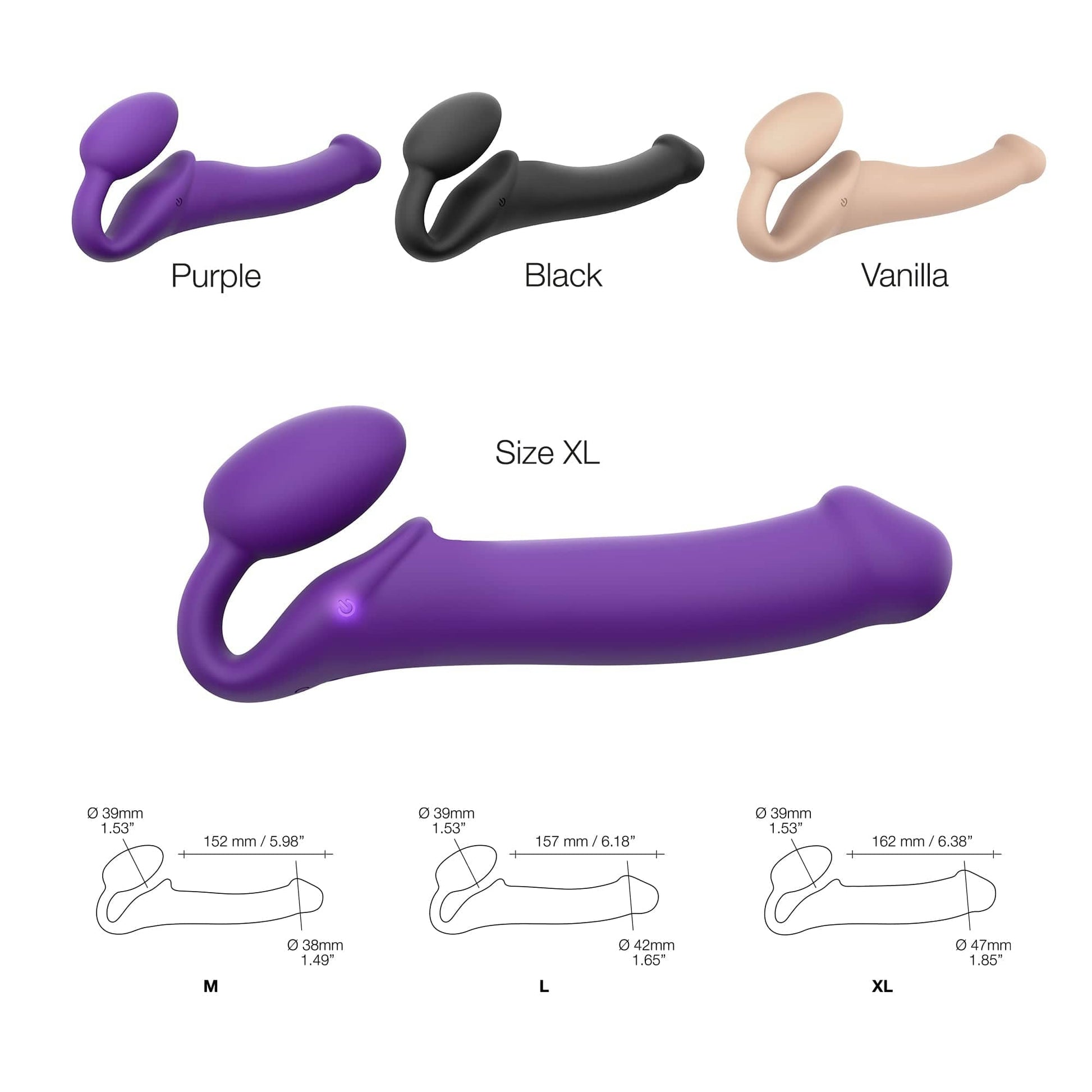 STRAP-ON-ME Strapless Strap-On VIBRATING BENDABLE STRAP-ON - XL - PURPLE