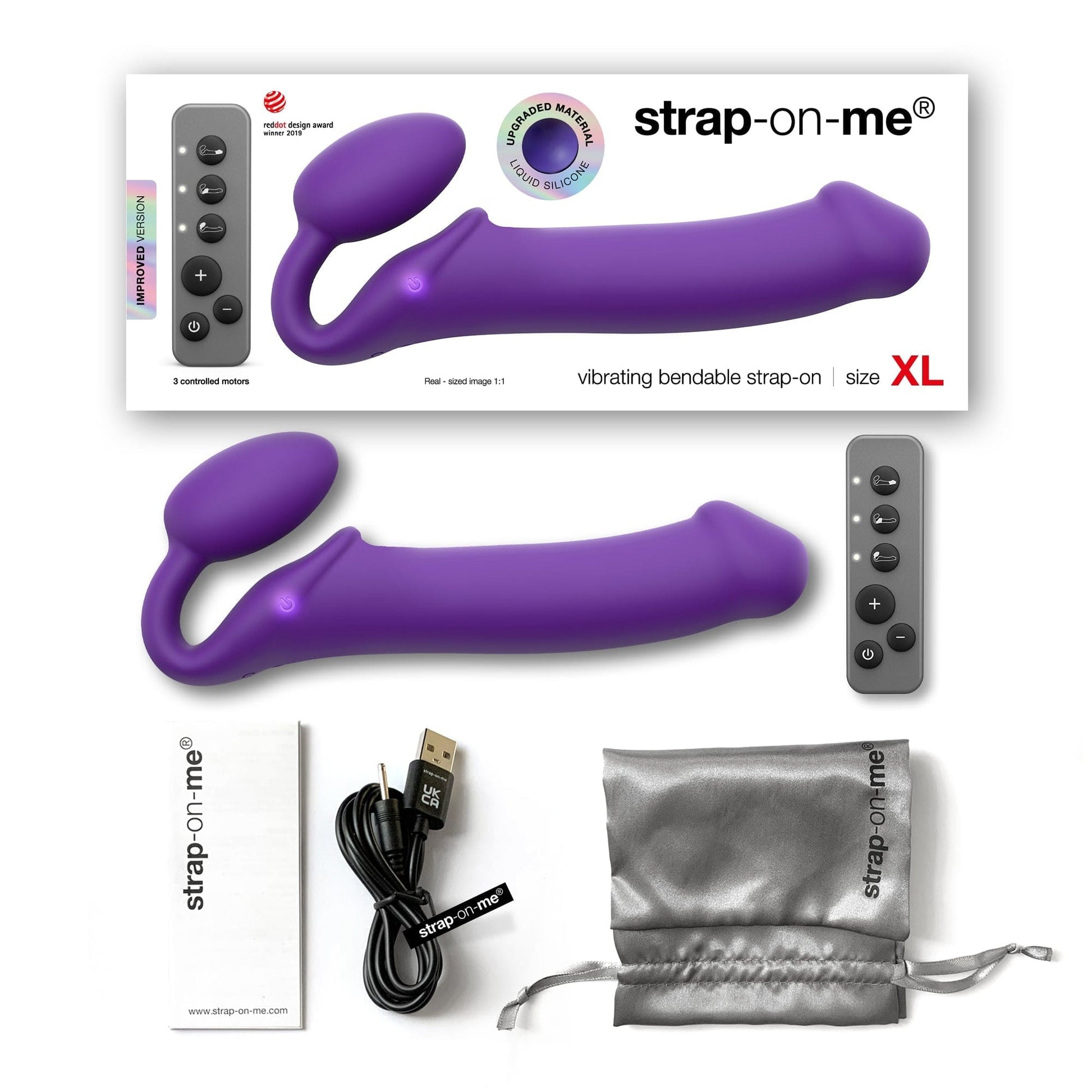STRAP-ON-ME Strapless Strap-On VIBRATING BENDABLE STRAP-ON - XL - PURPLE