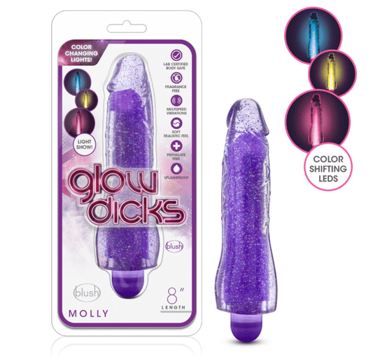Blush Glow Dicks Molly Glitter Vibrator - Purp