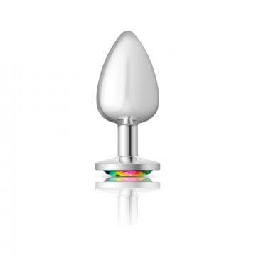 Viben Anal Toys Cheeky Charms Silver Metal Pink Rainbow Gem Butt Plug