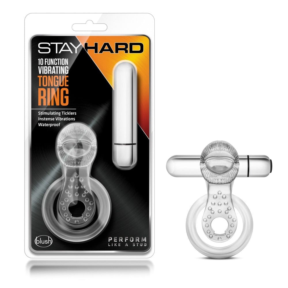 Blush Stay Hard Vibrating Tongue Ring - Clear