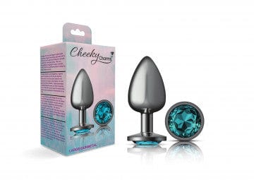 Viben Anal Toys Medium Cheeky Charms Gunmetal Grey Teal Gem Butt Plug