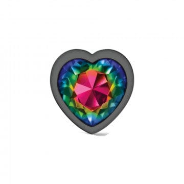 Viben Anal Toys Cheeky Charms Gunmetal Grey Rainbow Heart Gem Butt Plug