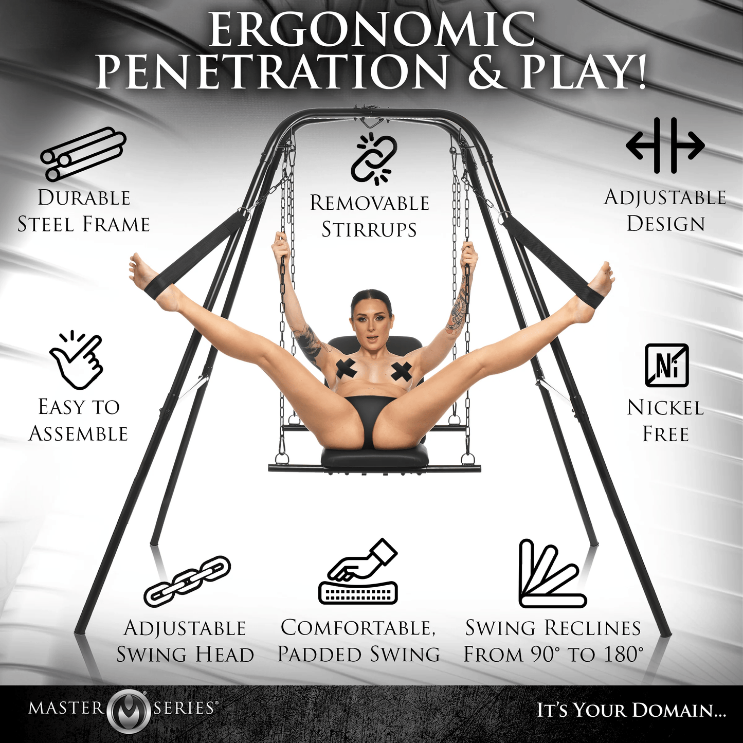 Master Series Sex Furniture Master Series Throne Adjustable Sex Sling With Stand