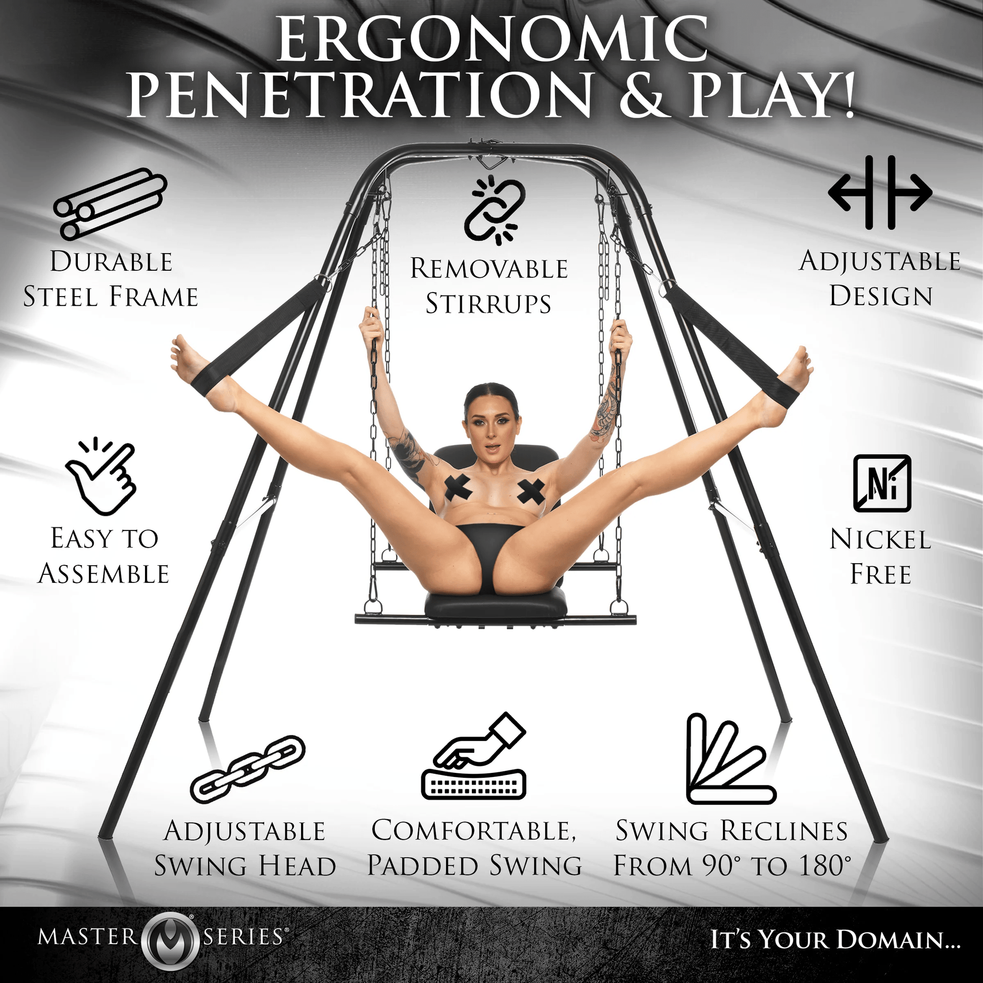 Master Series Sex Furniture Master Series Throne Adjustable Sex Sling With Stand