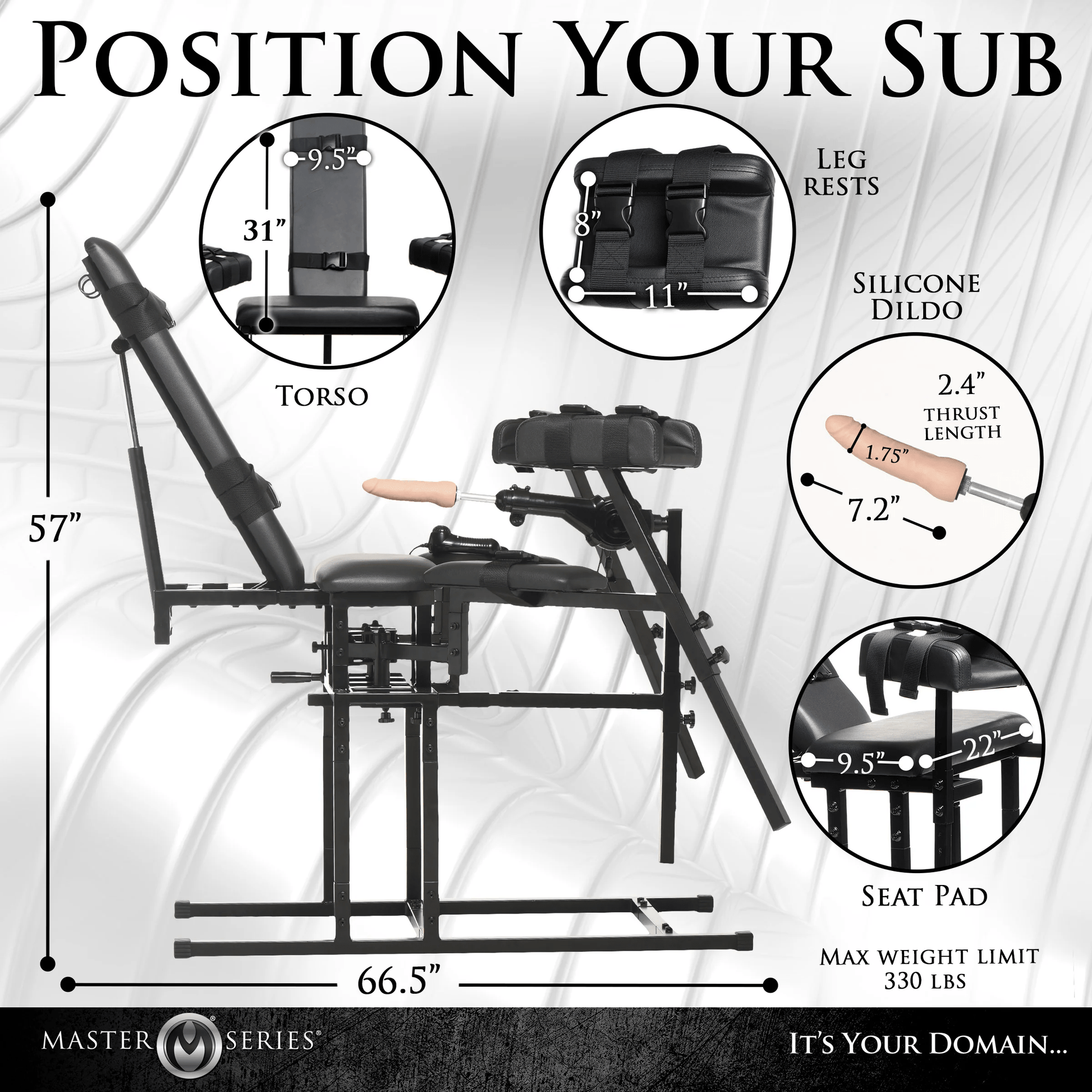 Master Series Sex Furniture Master Series Leg Spreader Obedience Chair With Sex Machine