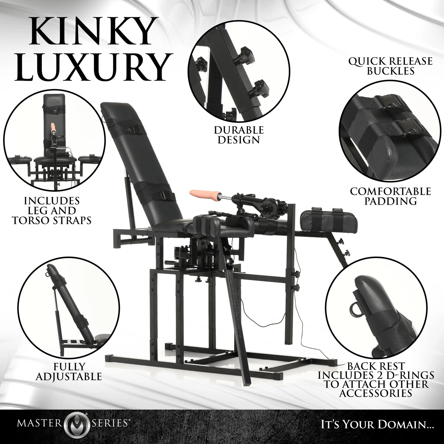 Master Series Sex Furniture Master Series Leg Spreader Obedience Chair With Sex Machine