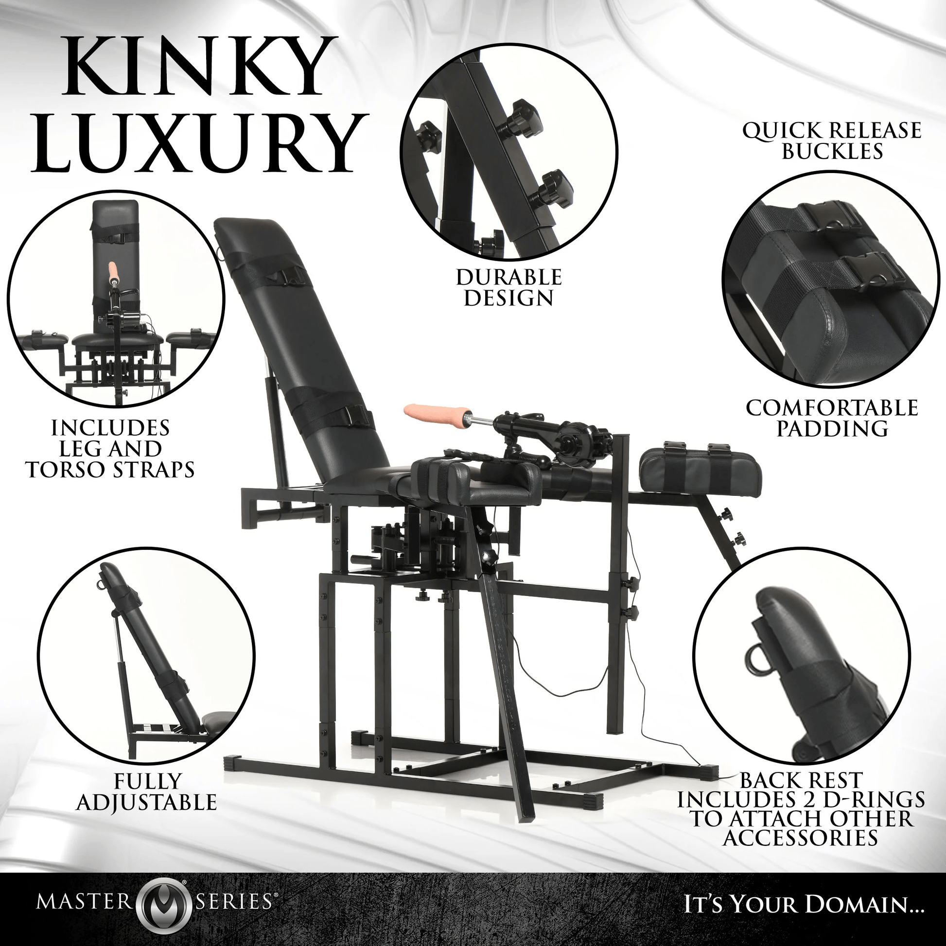 Master Series Sex Furniture Master Series Leg Spreader Obedience Chair With Sex Machine