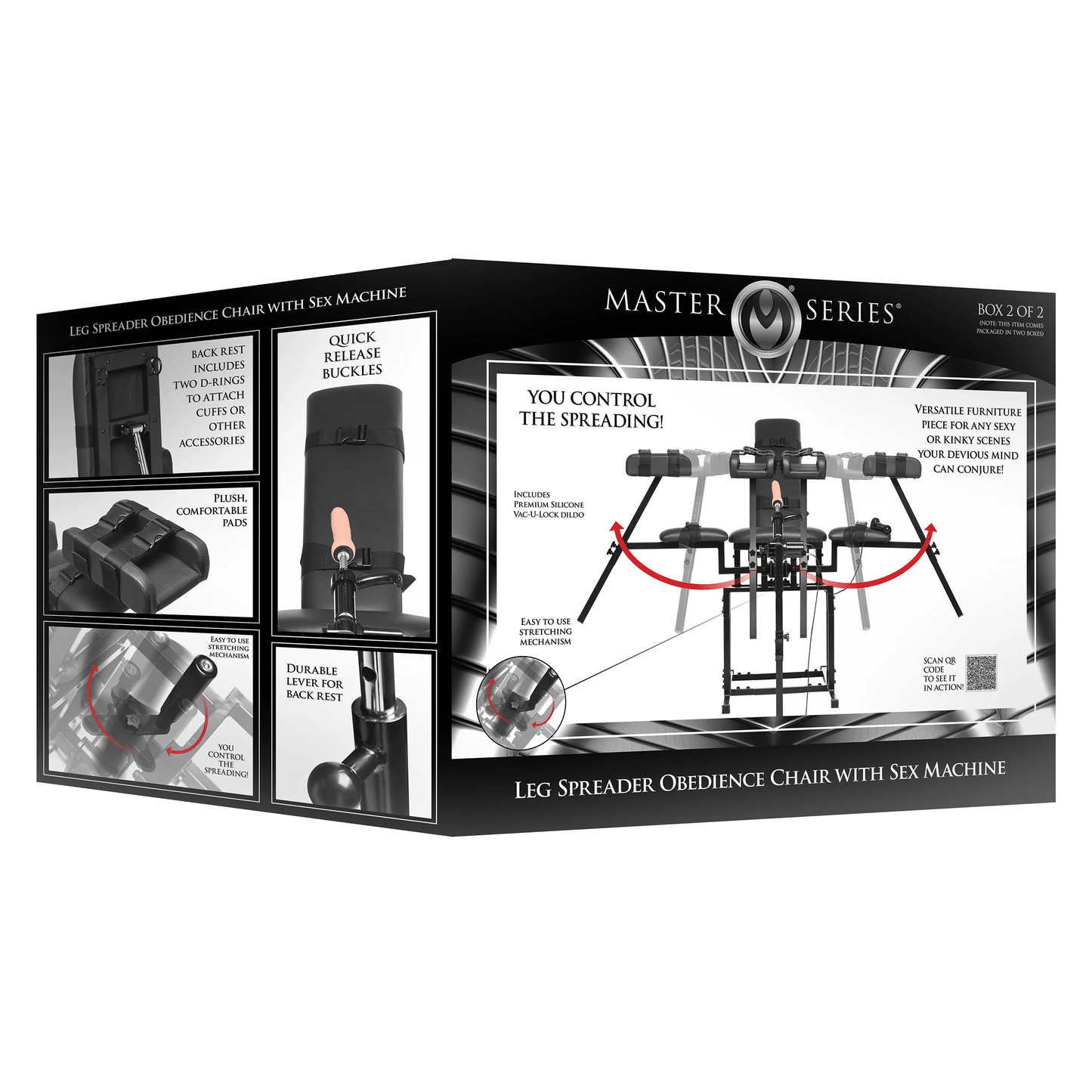 Master Series Sex Furniture Master Series Leg Spreader Obedience Chair With Sex Machine
