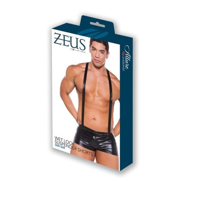 Allure Lingerie Lingerie Allure Lingerie Zeus Wet Look Suspender Shorts One Size