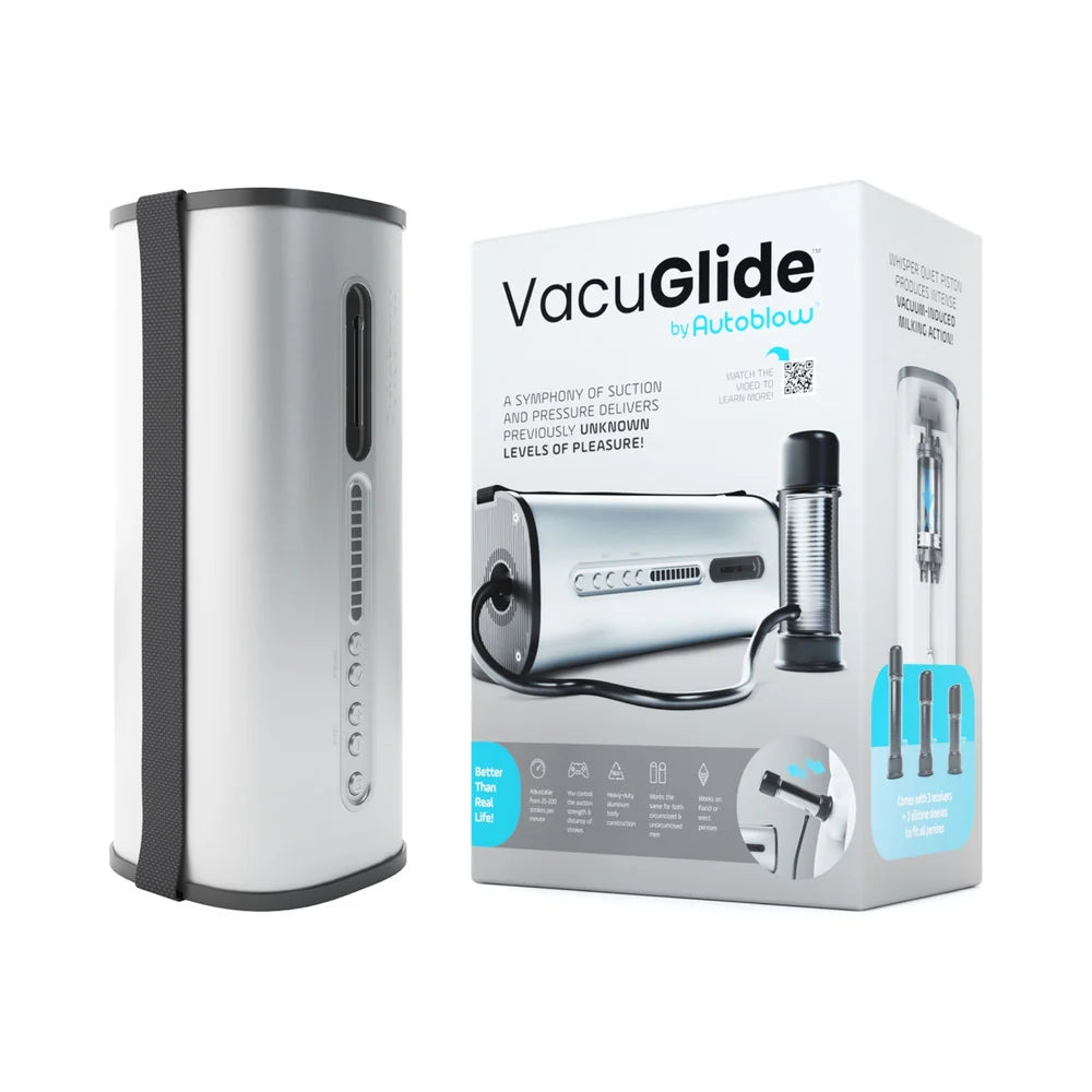 VacuGlide by Autoblow device and its packaging on a white background