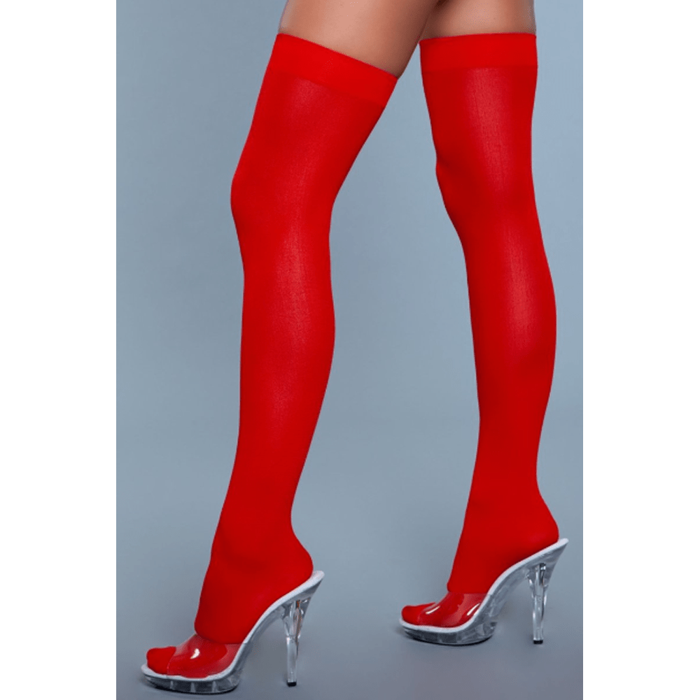 BeWicked Hosiery/Stockings BeWicked Opaque Nylon Red Thigh Highs