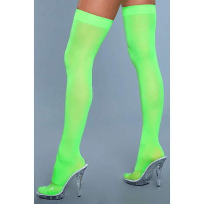 BeWicked Hosiery/Stockings Neon Green BeWicked Opaque Nylon Thigh Highs