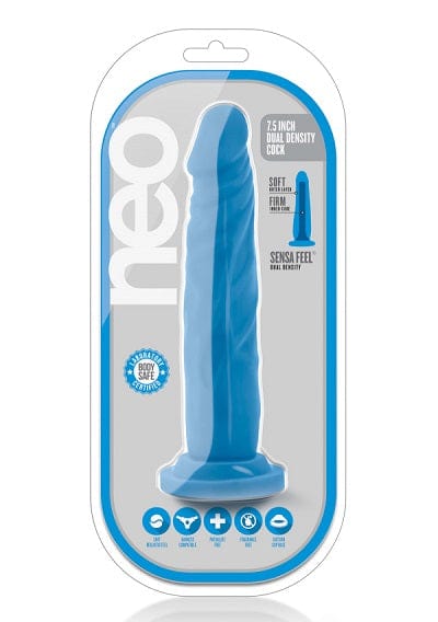 Blush Sex Toys Blush Neo Neon Blue 7.5 Inch Dual Density Cock