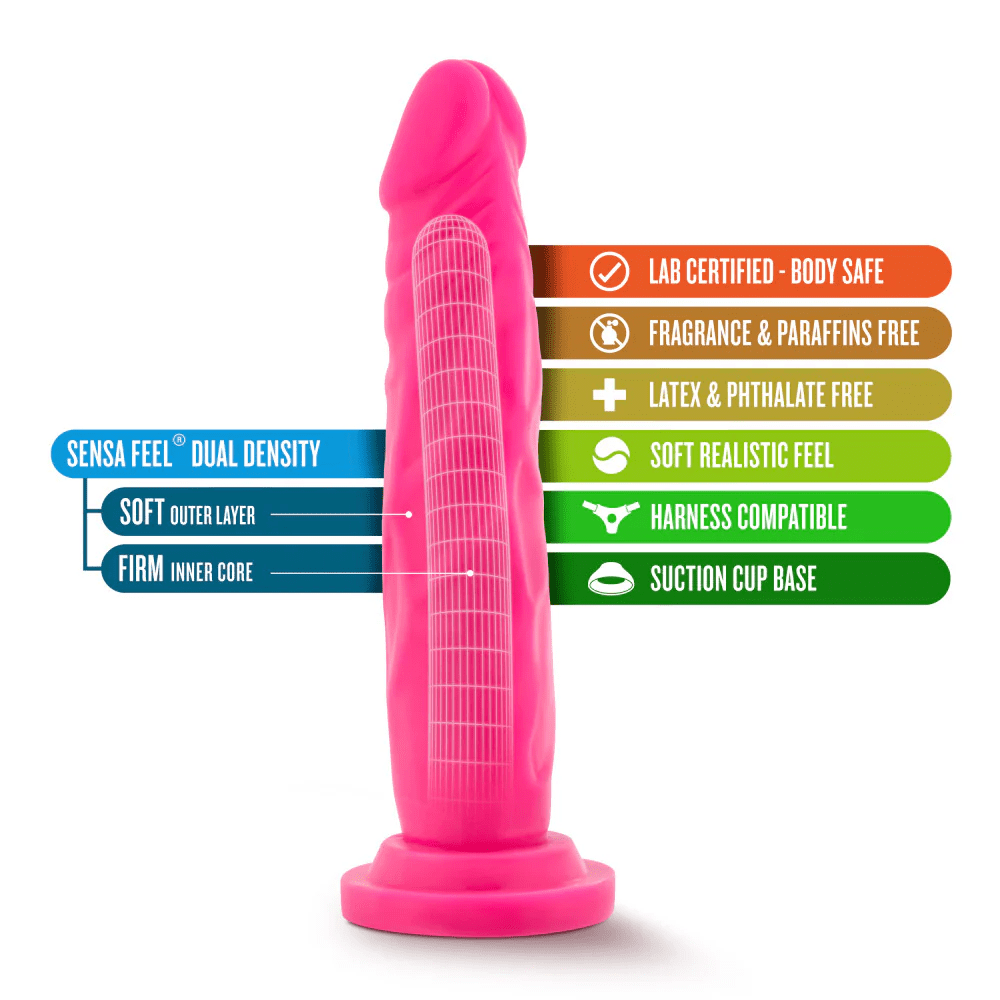 Blush Sex Toys Blush Neo Neon Pink 7.5 Inch Dual Density Cock