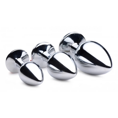 Booty Sparks Red Gem Anal Plug Set with Jingle Bells
