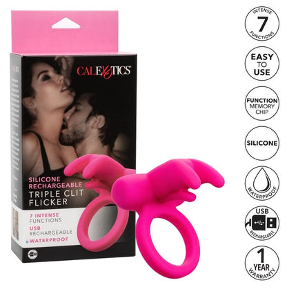 CALEXOTICS Cock Rings Calexotics Triple Clit Flicker Silicone Ring