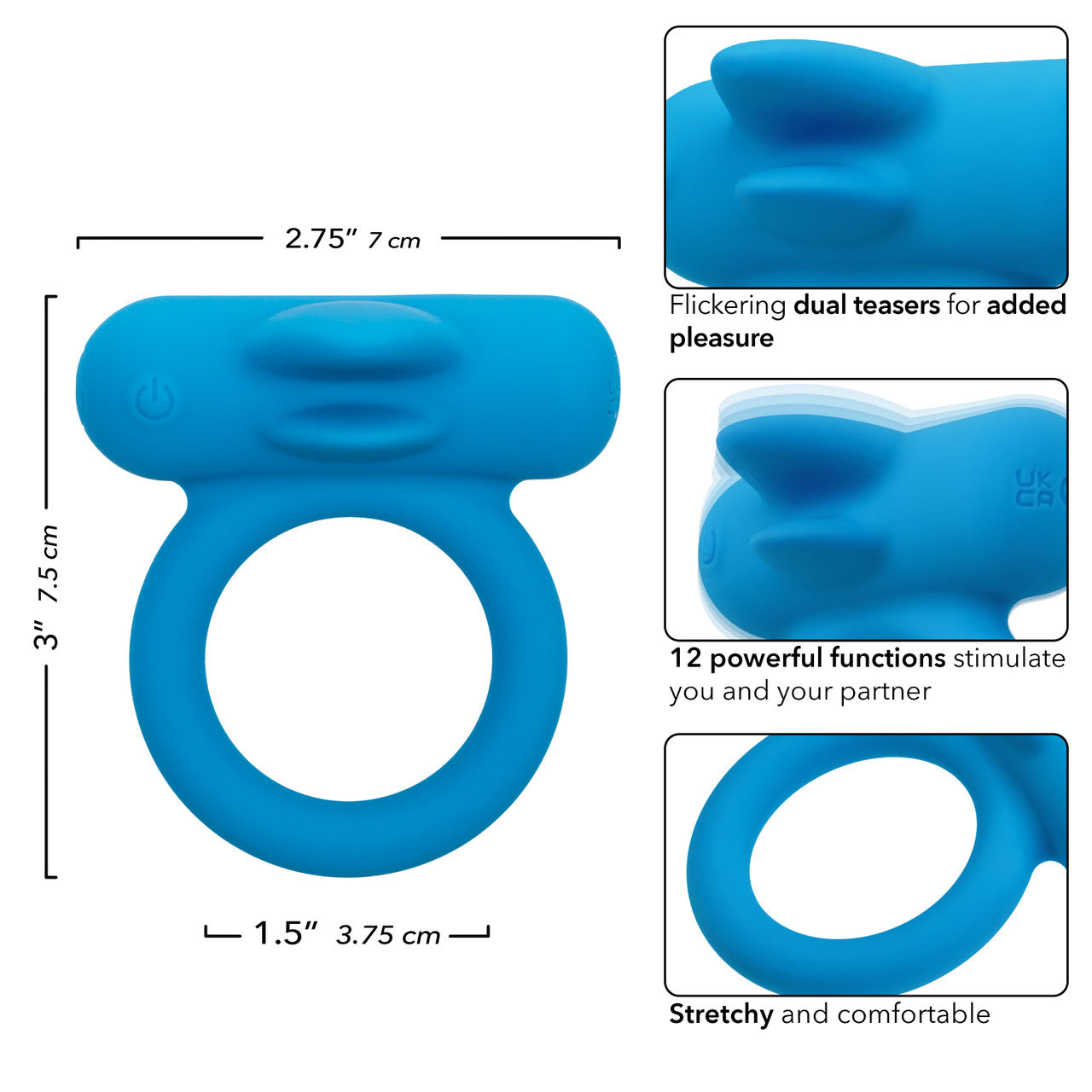 Calexotics Silicone Rechargeable Double Trouble Cock Ring