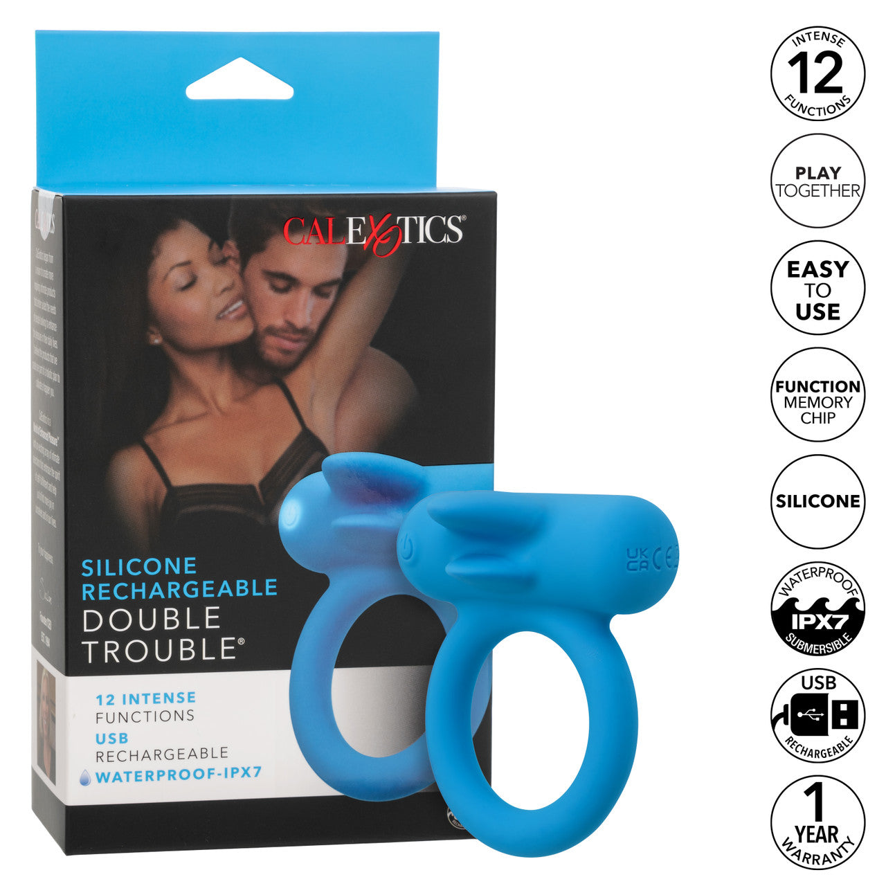 Calexotics Silicone Rechargeable Double Trouble Cock Ring