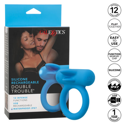 Calexotics Silicone Rechargeable Double Trouble Cock Ring