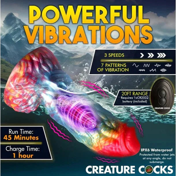 Creature Cocks Creature Cocks Rainbow Phoenix Vibrating Silicone Dildo