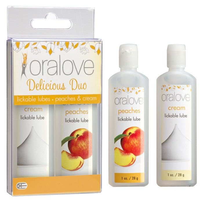 Doc Johnson Oralove Delicious Duo Peaches & Cream Lickable Lube