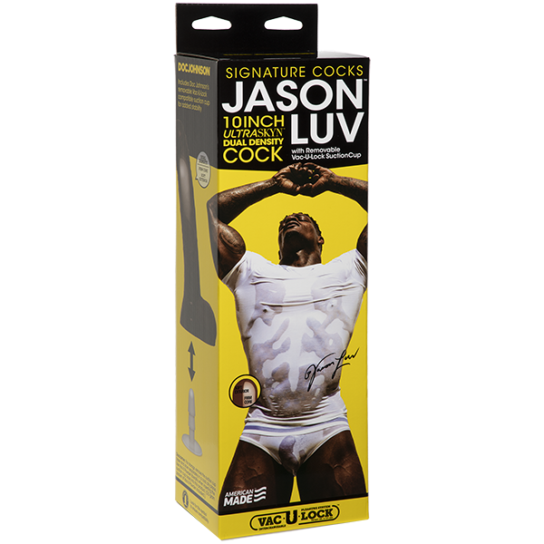 Pene UltraSkyn de 10” Doc Johnson Jason Luv con ventosa Vac-U-Lock extraíble