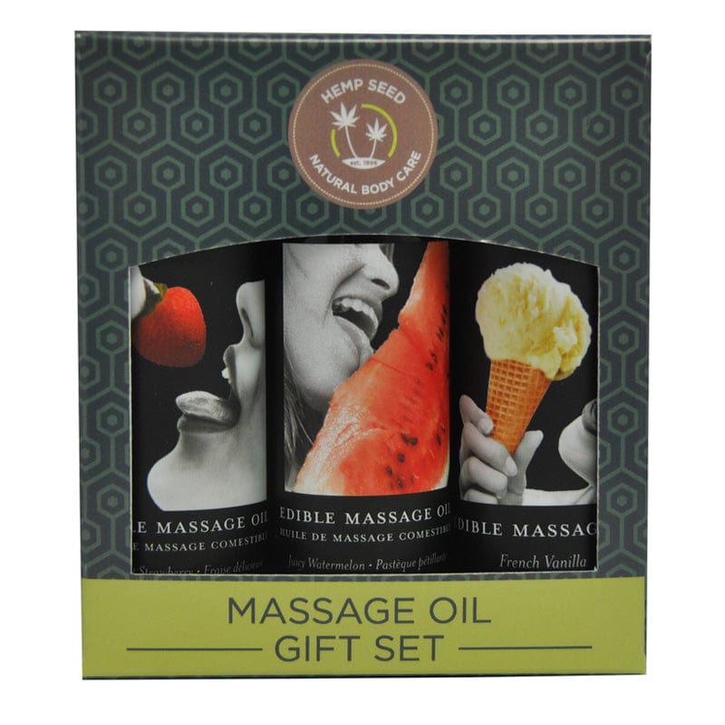 Earthly Body Lubes & Lotions Earthly Body Edible Massage Oil Gift Set Strawberry, Vanilla, & Watermelon