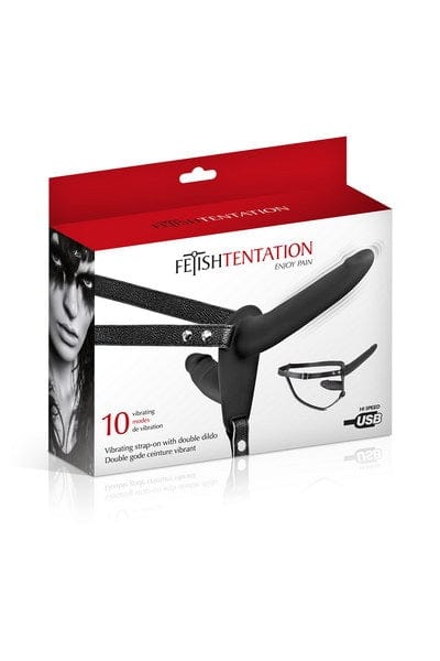 Fetish Tentation Strap-Ons Black Fetish Tentation Vibrating Strap-on Double Dildo