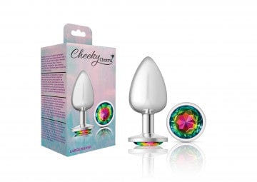 Viben Anal Toys Cheeky Charms Silver Metal Pink Rainbow Gem Butt Plug