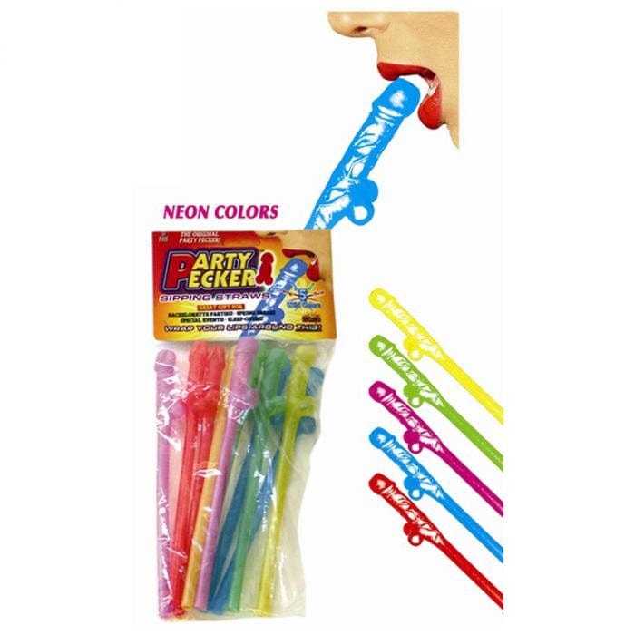Hott Products Novelties & Parties Hott Products Assorted Neon Colors Party Pecker Sipping Straws