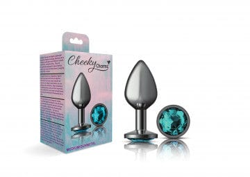 Viben Anal Toys Large Cheeky Charms Gunmetal Grey Teal Gem Butt Plug