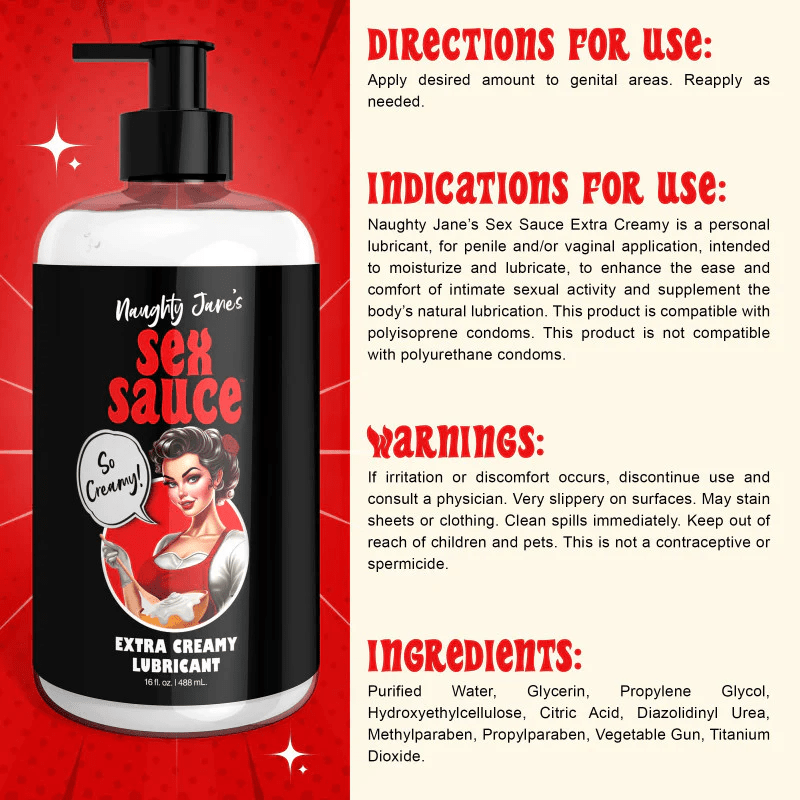 Naughty Jane's Water Based Lube Naughty Jane's Sex Sauce Extra Creamy Lubricant