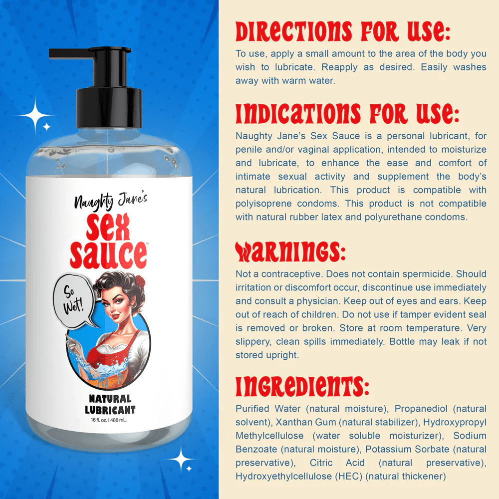 Naughty Jane's Water Based Lube Naughty Jane's Sex Sauce Natural Lubricant