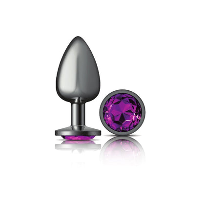 Viben Anal Toys Cheeky Charms Gunmetal Grey Purple Gem Butt Plug
