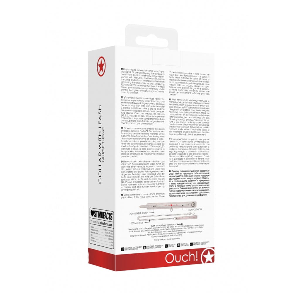 SHOTS Toys America Ouch! Collar With Leash - Nurse Theme *