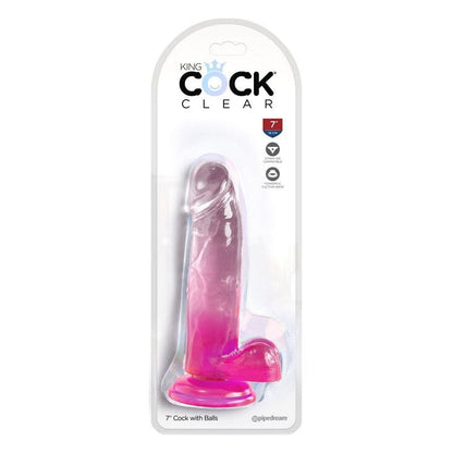 Pipedream Products Dildos Pink Pipedream Products King Cock 7" With Balls