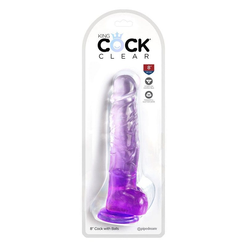 Pipedream Products Dildos Purple Pipedream Products King Cock 8" With Balls