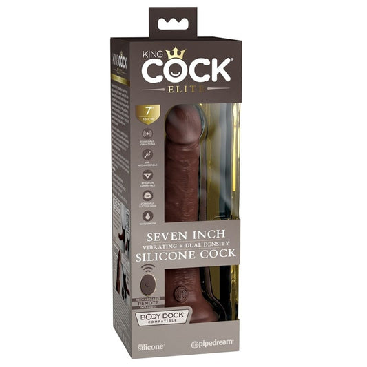 Pipedream Products Dildos Pipedream Products King Cock Elite 7” Vibrating Silicone Cock Brown