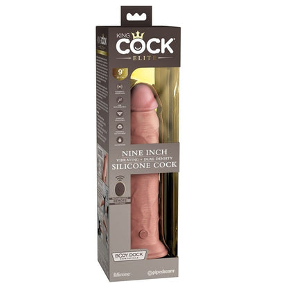 Pipedream Products Dildos Pipedream Products King Cock Elite 9” Vibrating Silicone Cock with Remote Light