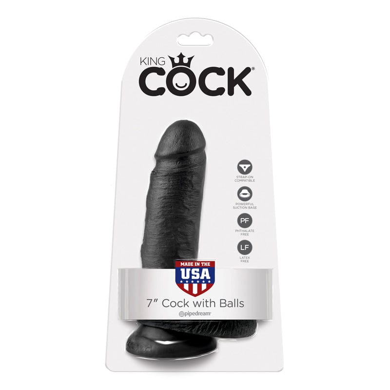 Pipedream Products King Cock 7″ Black Cock with Balls