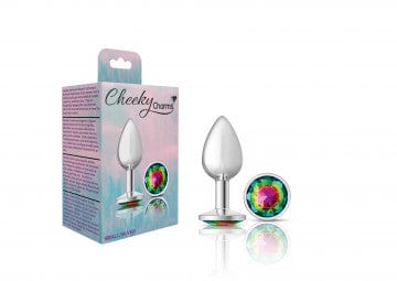 Viben Anal Toys Small Cheeky Charms Silver Metal Pink Rainbow Gem Butt Plug
