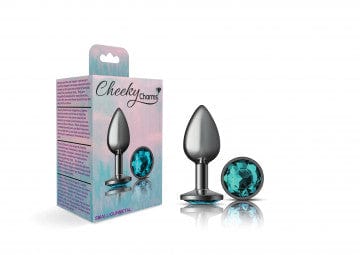 Viben Anal Toys Small Cheeky Charms Gunmetal Grey Teal Gem Butt Plug