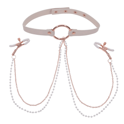 Sportsheets BDSM Sportsheets Sex & Mischief Peaches ‘n CreaMe Collar with Nipple Clamps